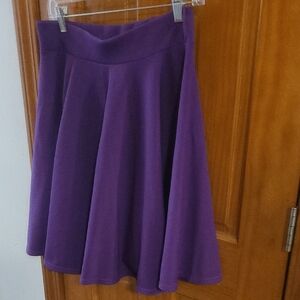 Flared Purple Skater Skirt with Smooth Waistband